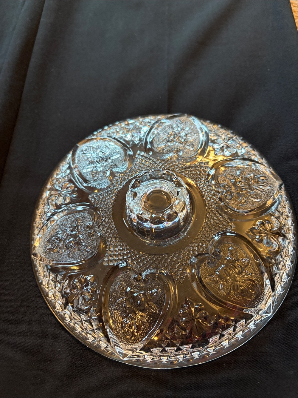 Vintage “Roses in hearts” KIG Clear Glass Candy Dish Lid Only